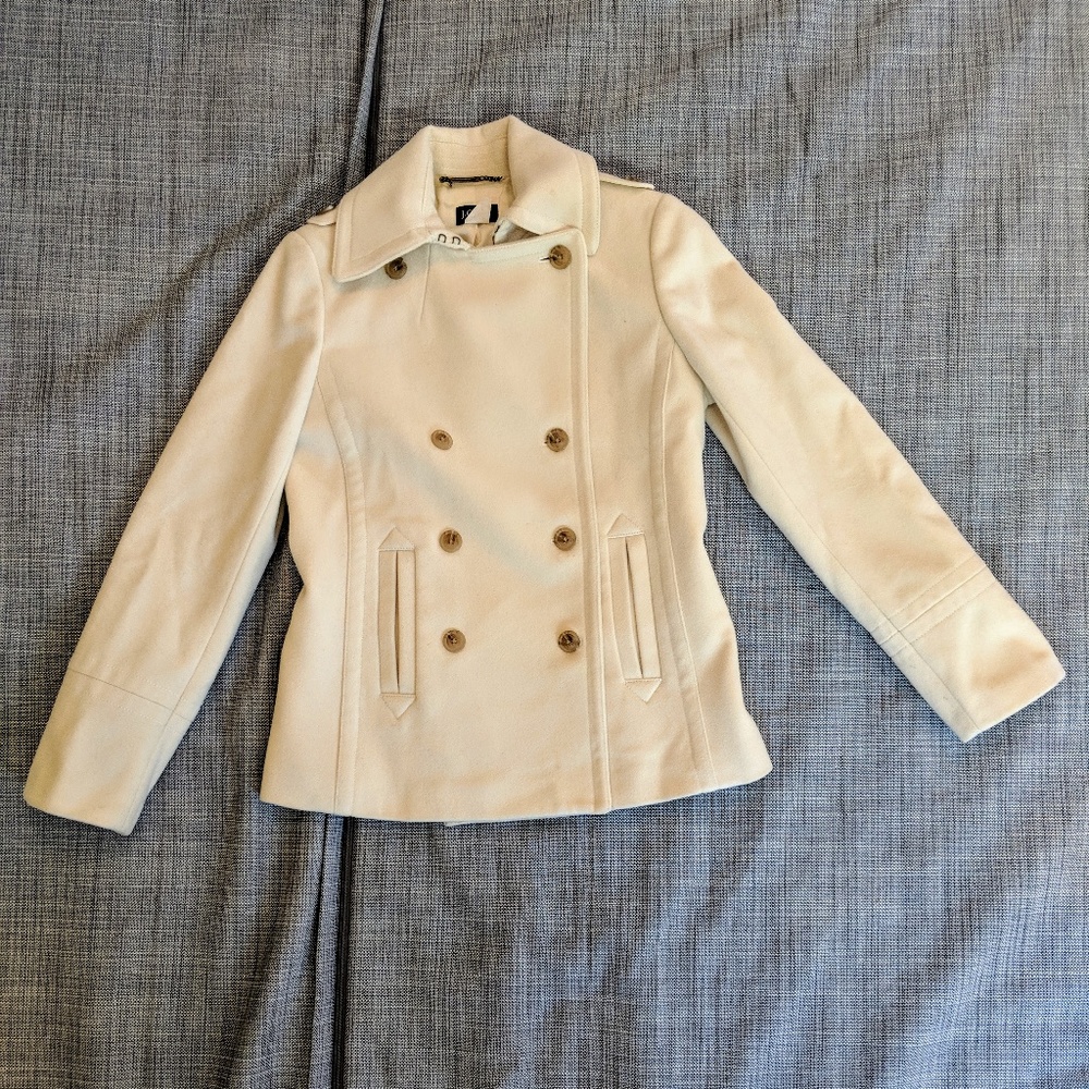 J. Crew Wool Pea Coat Cream/Off-White Size S